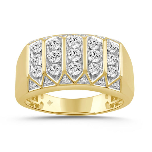 MEN'S RING ROUND DIAMOND 10K YELLOW GOLD