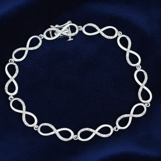 LADIES BRACELET 0.05CT ROUND DIAMOND STERLING SILVER WHITE