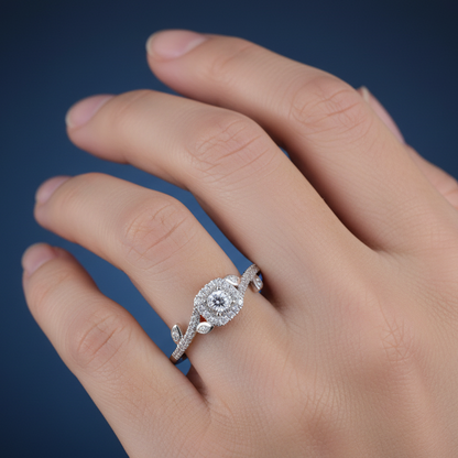 LADIES RING 0.25CT ROUND DIAMOND 10K WHITE GOLD