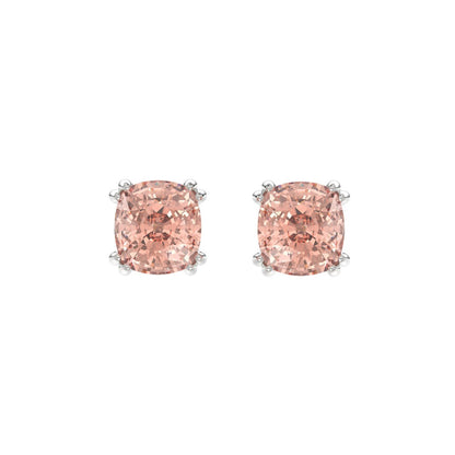 14K WHITE GOLD 2.00CT PINK CUSHION DIAMOND LADIES EARRINGS