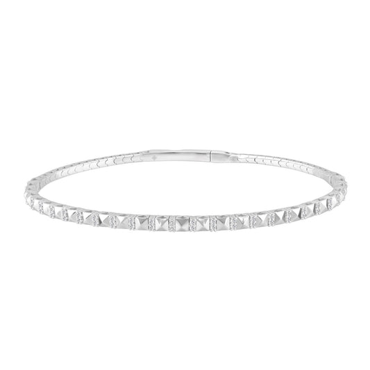 14K WHITE GOLD 1/5CT ROUND DIAMOND LADIES BANGLE