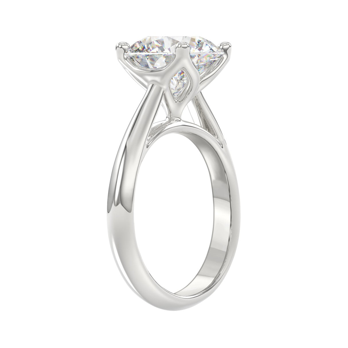 LADIES SOLITAIRE RING 4CT ROUND DIAMOND 14K WHITE GOLD