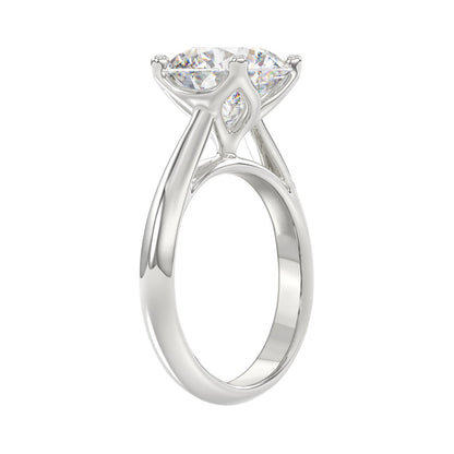 LADIES SOLITAIRE RING 4CT ROUND DIAMOND 14K WHITE GOLD
