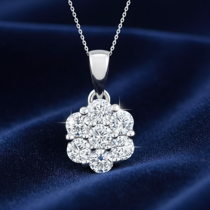 LADIES PENDANT WITH CHAIN 0.15CT ROUND DIAMOND 10K WHITE GOLD