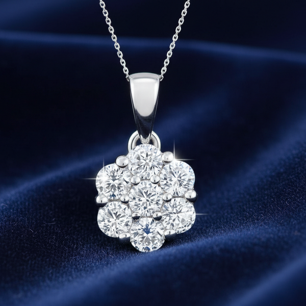 LADIES PENDANT WITH CHAIN 0.15CT ROUND DIAMOND 10K WHITE GOLD