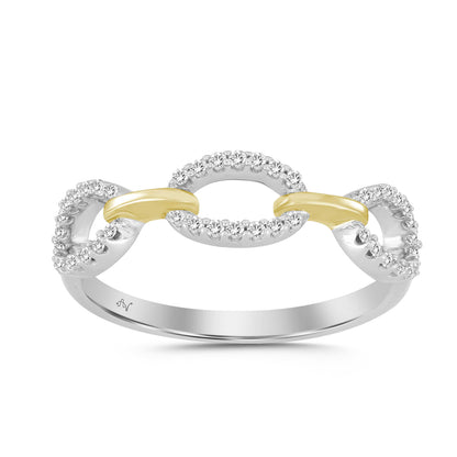 LADIES RING 0.16CT ROUND DIAMOND 10K STERLING SILVER WHITE/YELLOW