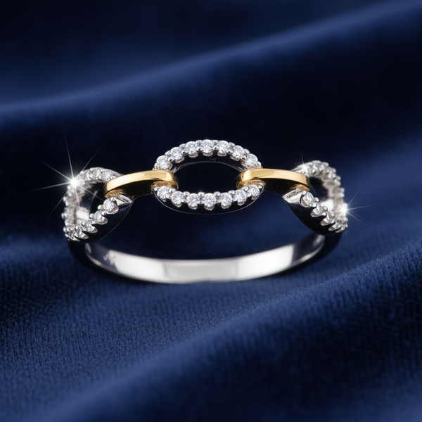 LADIES RING 0.16CT ROUND DIAMOND 10K STERLING SILVER WHITE/YELLOW