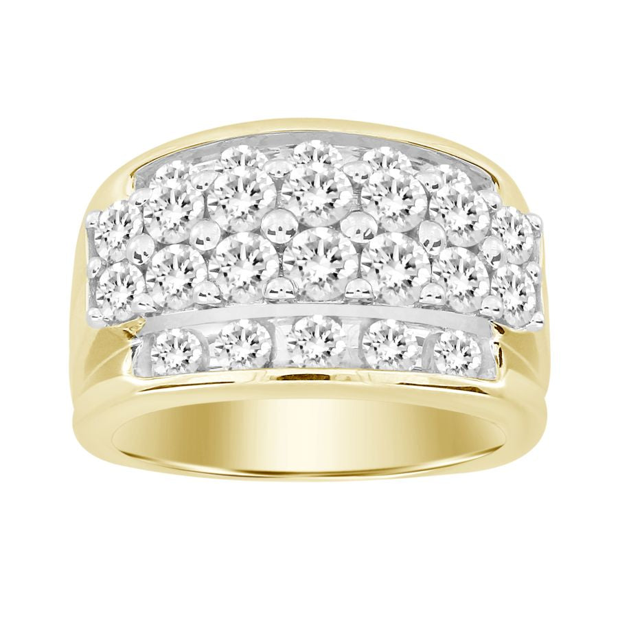 MEN'S RING 3.00CT ROUND DIAMOND 10K YELLOW GOLD