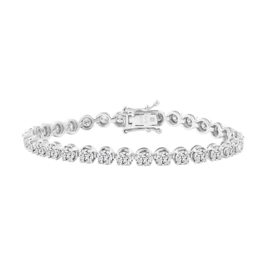 LADIES BRACELET 5.00CT ROUND DIAMOND 14K WHITE GOLD