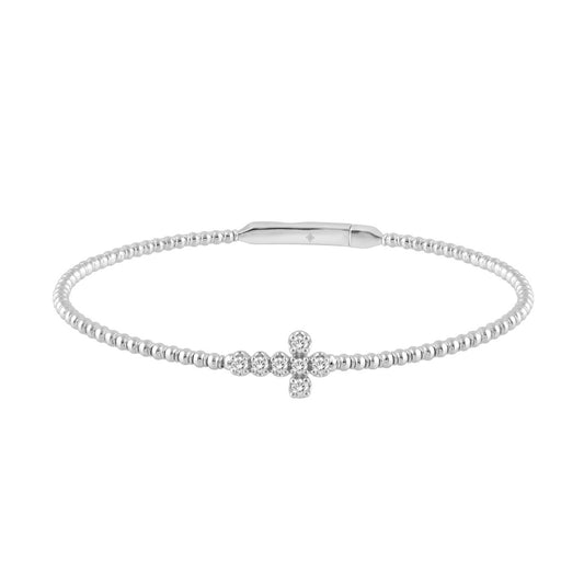 9K WHITE GOLD 1/6CT ROUND DIAMOND LADIES BANGLE