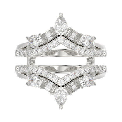 14K WHITE GOLD 1 3/4CT ROUND/EMERALD/PEAR/OVAL DIAMOND LADIES RING