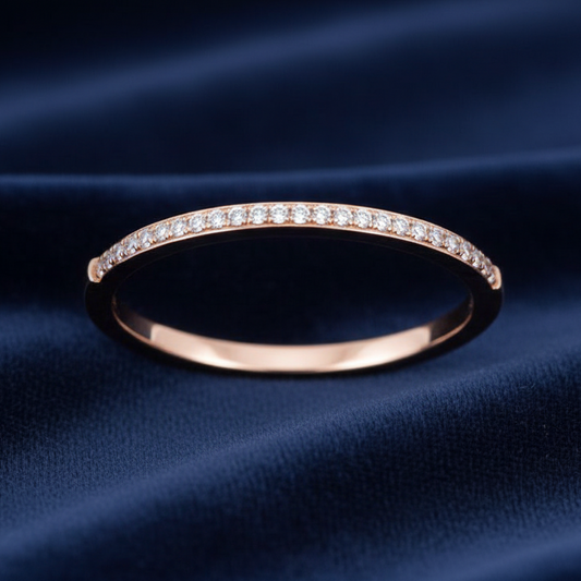 LADIES BAND 0.08CT ROUND DIAMOND 10K ROSE GOLD
