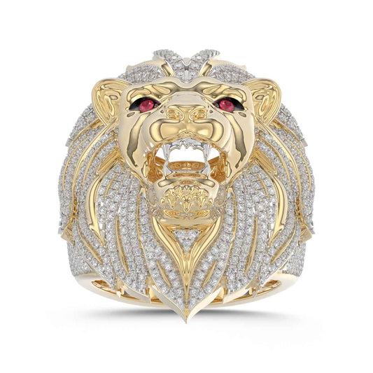 MEN'S RING 1.50CT ROUND DIAMOND 10K YELLOW GOLD