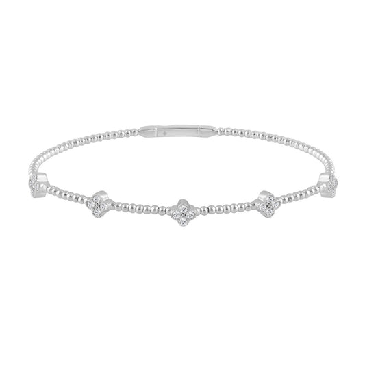 14K WHITE GOLD 3/8CT ROUND DIAMOND LADIES BANGLE