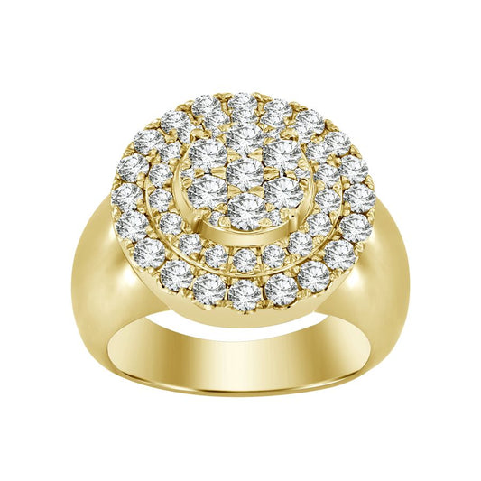 MEN'S RING 2.25CT ROUND DIAMOND 14K YELLOW GOLD