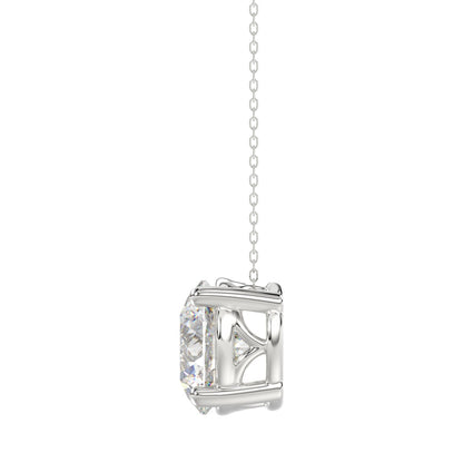 LADIES SOLITAIRE PENDANT WITH CHAIN 4CT ROUND DIAMOND 14K WHITE GOLD