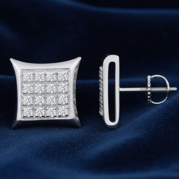 MEN'S EARRING 0.10CT ROUND DIAMOND STERLING SILVER/WHITE