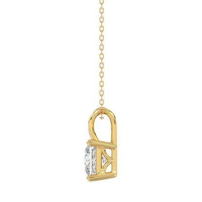 LADIES SOLITAIRE PENDANT WITH CHAIN 2 1/2CT PRINCESS DIAMOND 14K YELLOW GOLD
