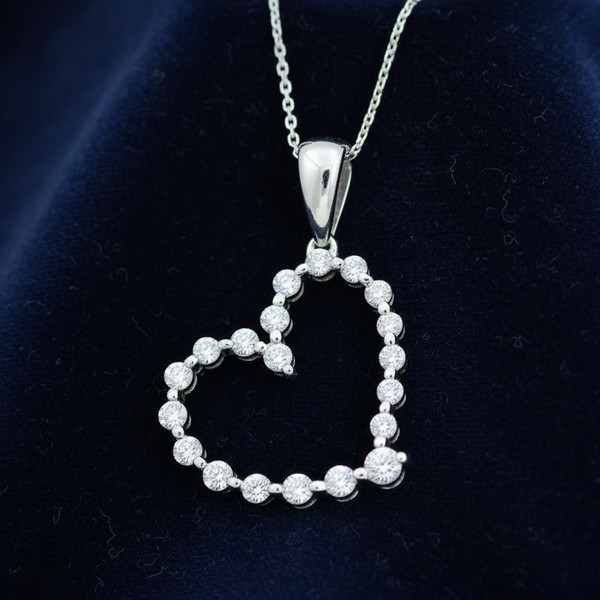 LADIES PENDANT WITH CHAIN 0.25CT ROUND DIAMOND 10K WHITE GOLD