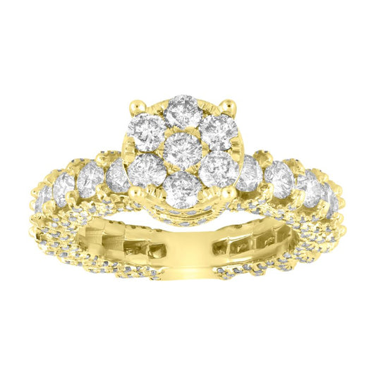 LADIES RING 3.25CT ROUND DIAMOND 14K YELLOW GOLD