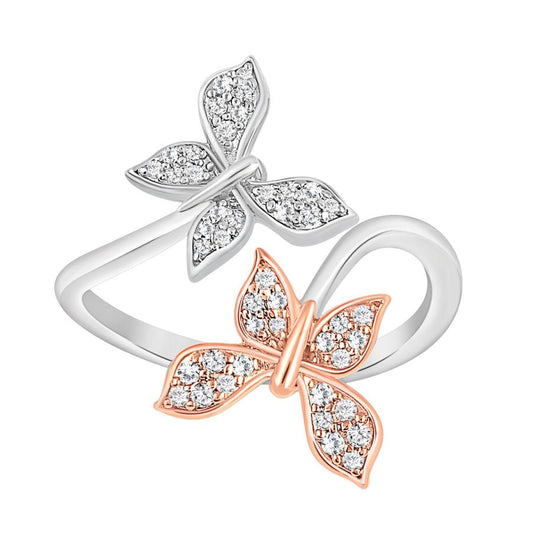 LADIES RING 0.20CT ROUND DIAMOND 10K WHITE/ROSE GOLD