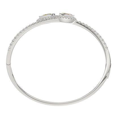 14K WHITE GOLD 3 1/2CT ROUND/OVAL/PEAR DIAMOND LADIES BANGLE (YELLOW PEAR/YELLOW OVAL DIAMOND)