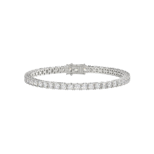 18K WHITE GOLD 5.00CT ROUND DIAMOND LADIES TENNIS BRACELET (TALON CLAWS LOCK)