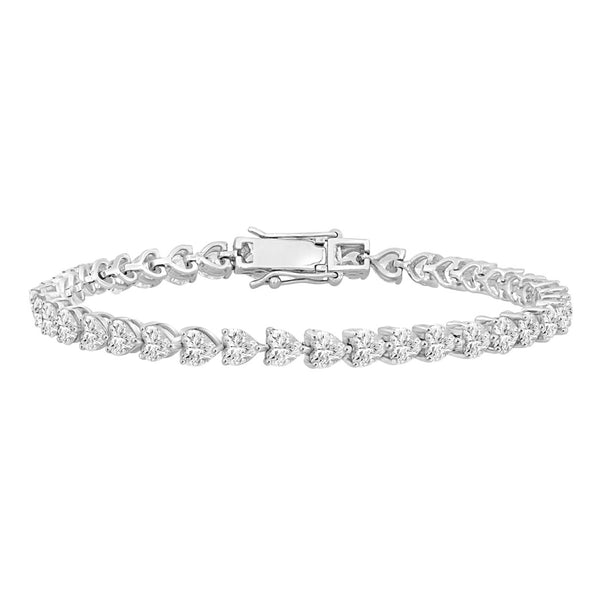 LADIES TENNIS BRACELET 9.00CT HEART DIAMOND 18K WHITE GOLD