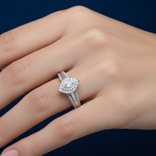 LADIES RING 0.20CT ROUND DIAMOND 10K WHITE GOLD