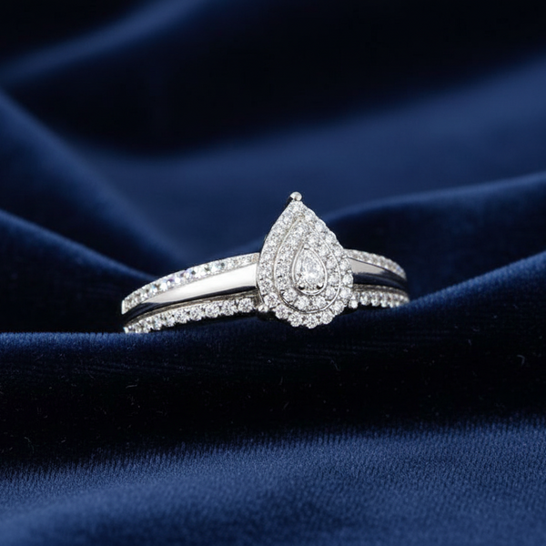 LADIES RING 0.20CT ROUND DIAMOND 10K WHITE GOLD