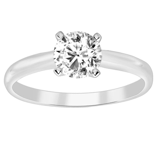 LADIES SOLITAIRE RING 2.00CT ROUND DIAMOND 14K WHITE GOLD