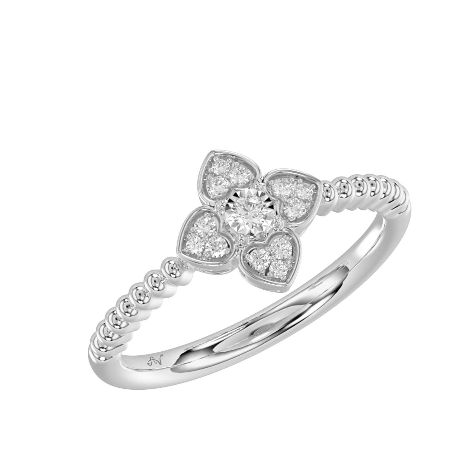 LADIES RING 0.10CT ROUND DIAMOND 10K WHITE GOLD
