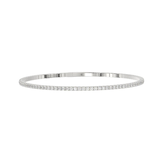LADIES FLEXIBLE BANGLE 5 1/3CT ROUND DIAMOND 14K WHITE GOLD