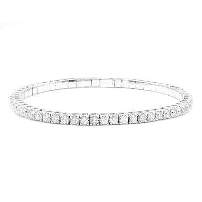 LADIES BANGLE 5CT ROUND DIAMOND 14K WHITE GOLD
